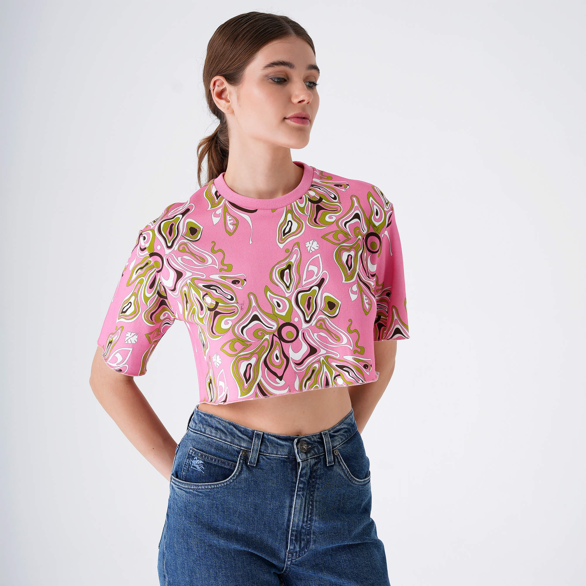 Emilio Pucci -Pink Paisley Crop T-shirt